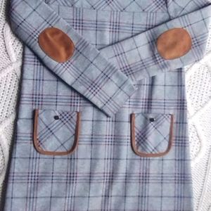 Girls plaid dress with suede elbow patch